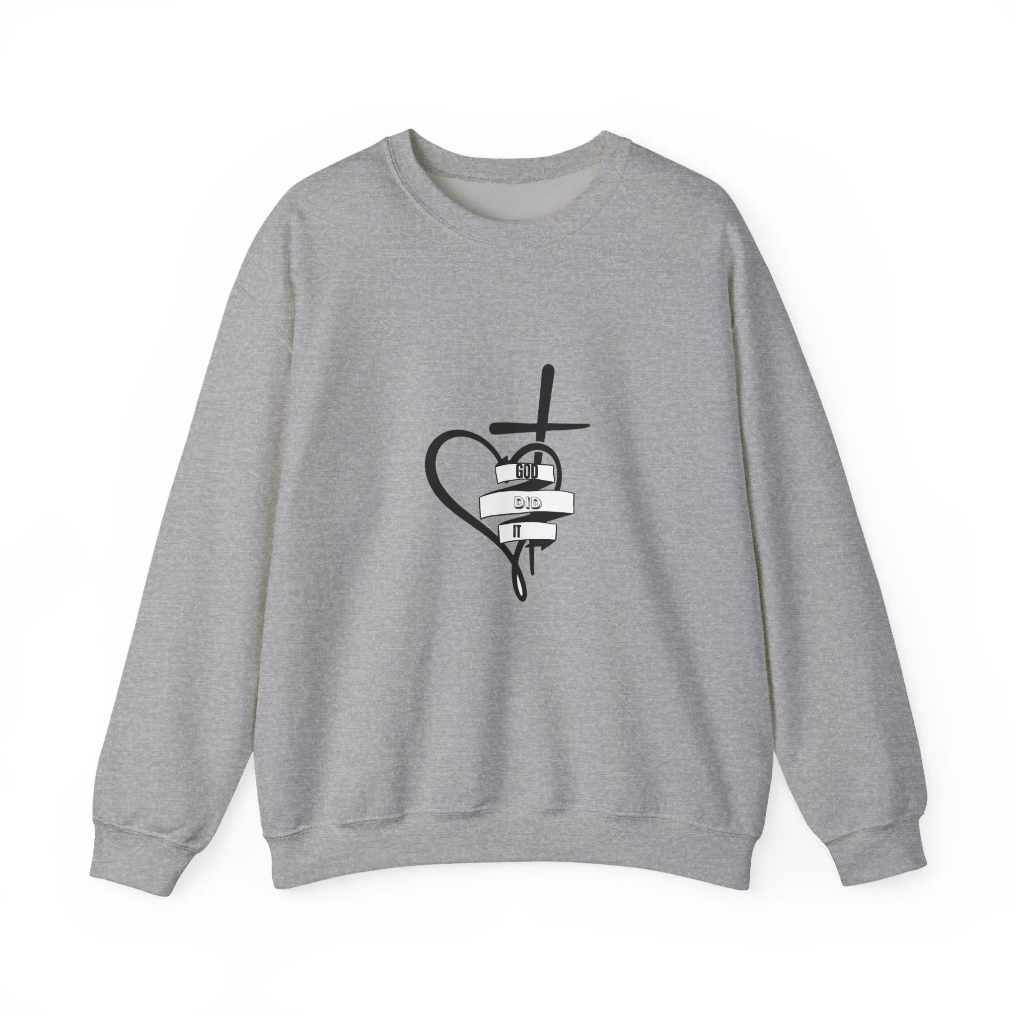Faith Heart Cross Sweatshirt — Religious Comfort Crewneck Printify