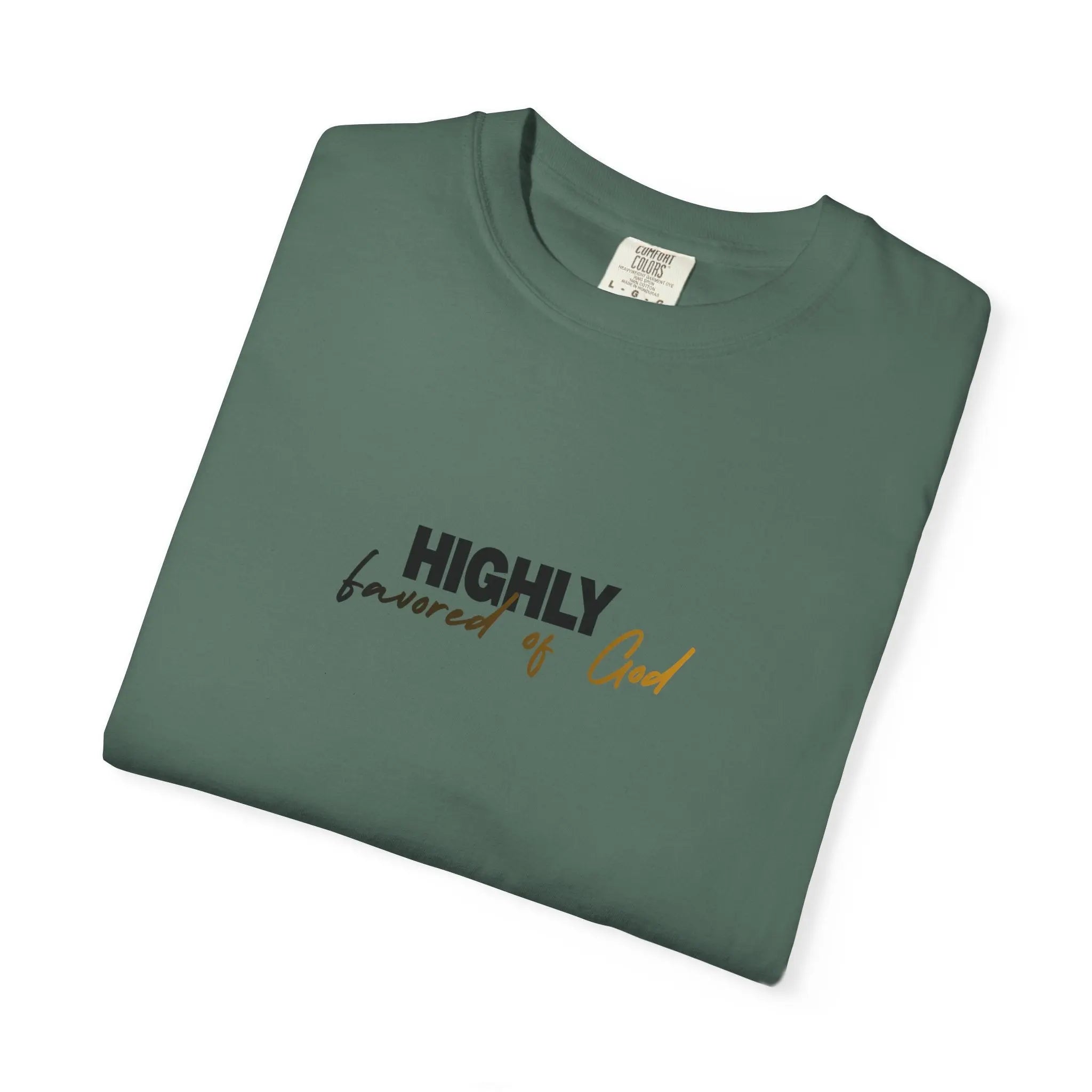 T-Shirt — "Highly favored of God" Minimal Christian Faith Tee Printify