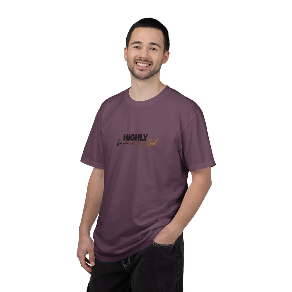 T-Shirt — "Highly favored of God" Minimal Christian Faith Tee Printify