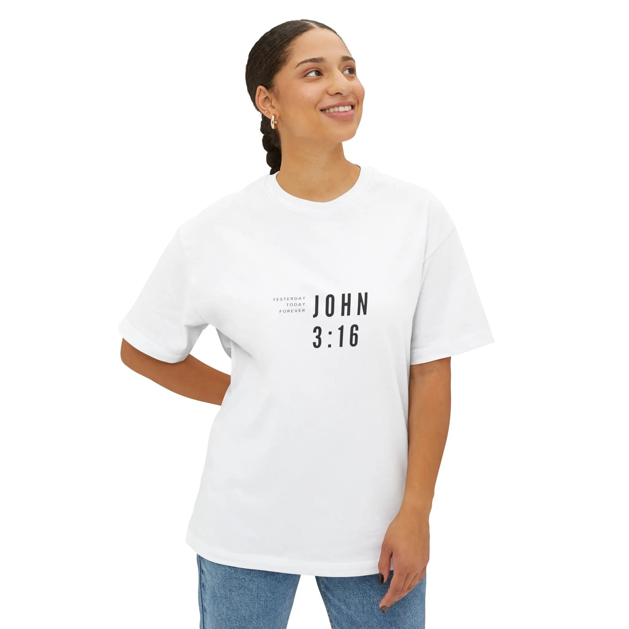 John 3:16 Minimalist Boxy Tee — Christian Faith Oversized T-Shirt Printify