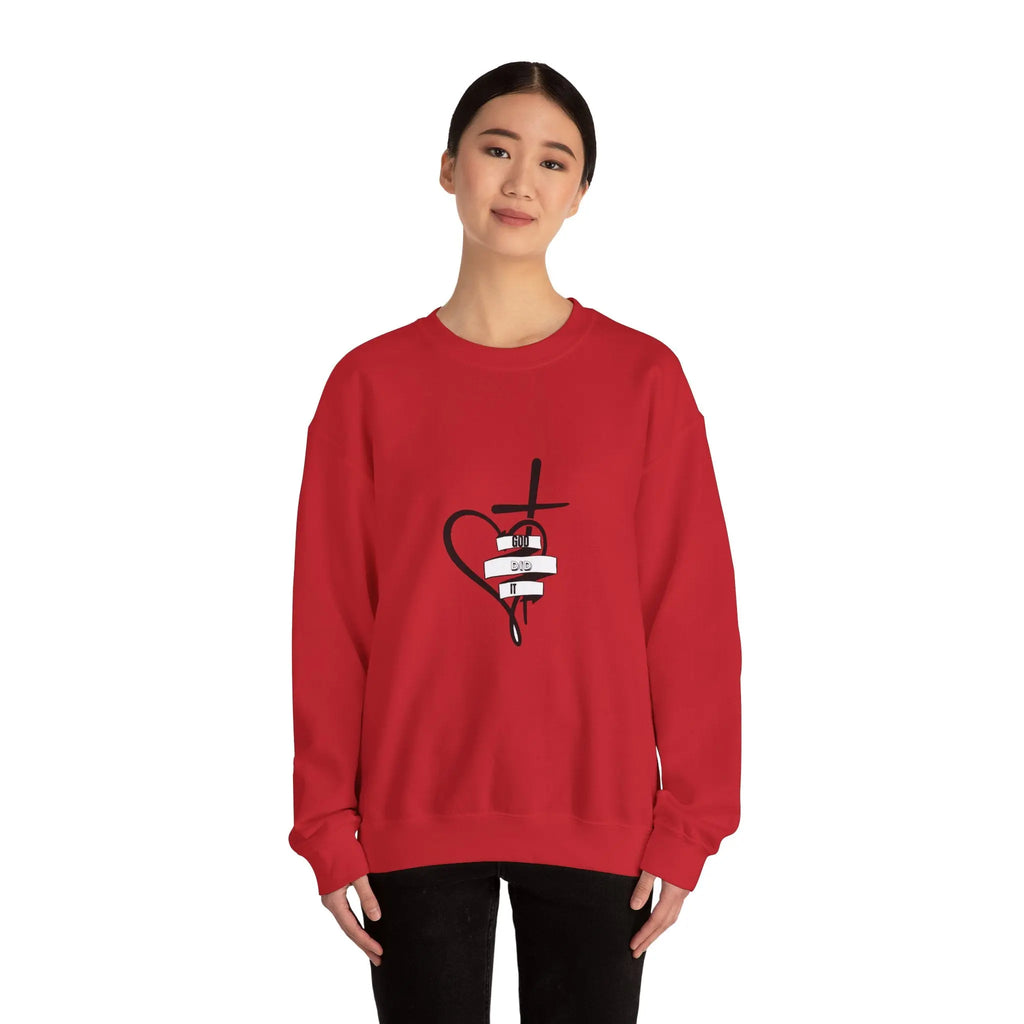 Faith Heart Cross Sweatshirt — Religious Comfort Crewneck Printify