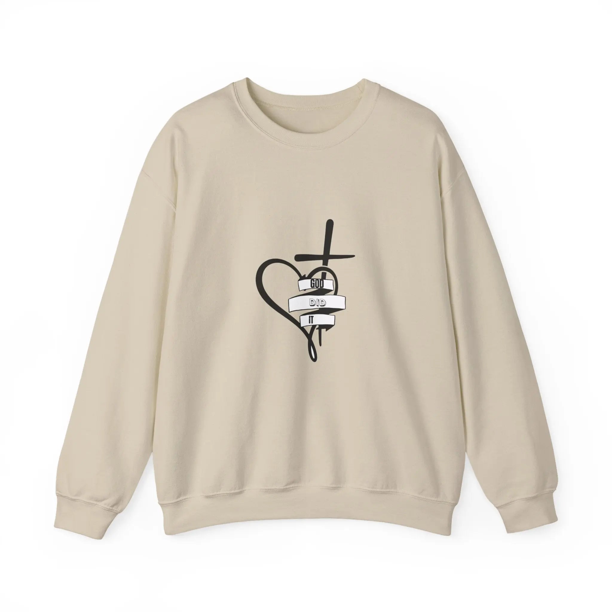 Faith Heart Cross Sweatshirt — Religious Comfort Crewneck Printify