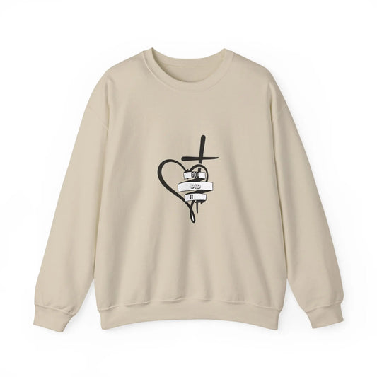 Faith Heart Cross Sweatshirt — Religious Comfort Crewneck Printify