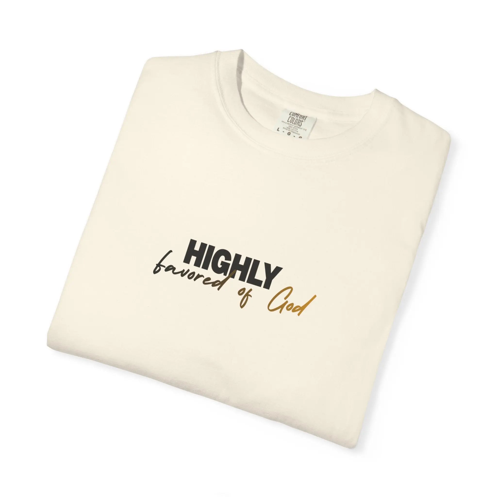 T-Shirt — "Highly favored of God" Minimal Christian Faith Tee Printify