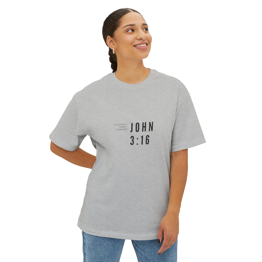 John 3:16 Minimalist Boxy Tee — Christian Faith Oversized T-Shirt Printify