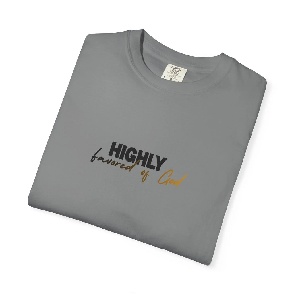 T-Shirt — "Highly favored of God" Minimal Christian Faith Tee Printify
