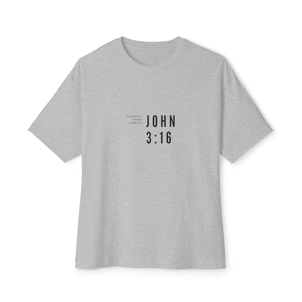 John 3:16 Minimalist Boxy Tee — Christian Faith Oversized T-Shirt Printify