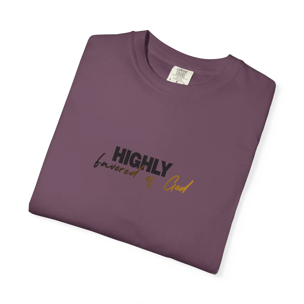T-Shirt — "Highly favored of God" Minimal Christian Faith Tee Printify