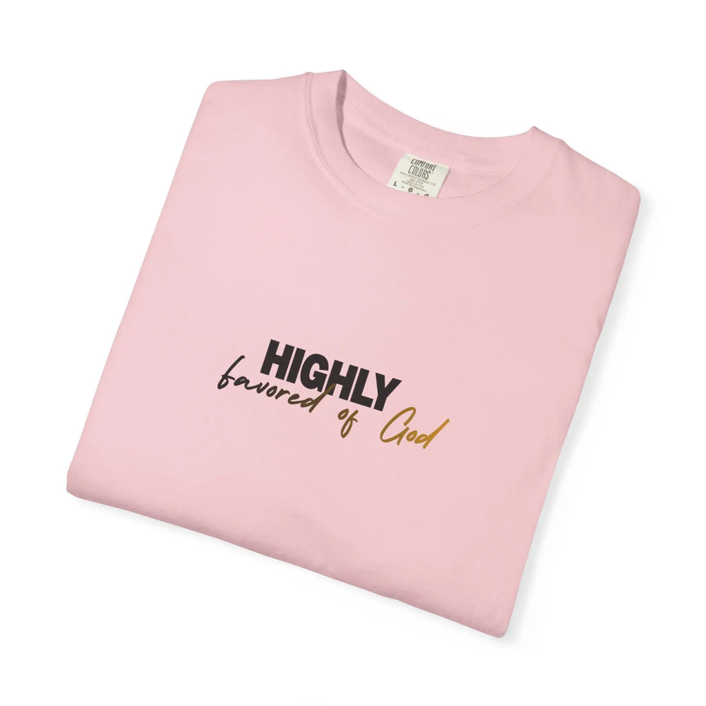 T-Shirt — "Highly favored of God" Minimal Christian Faith Tee Printify