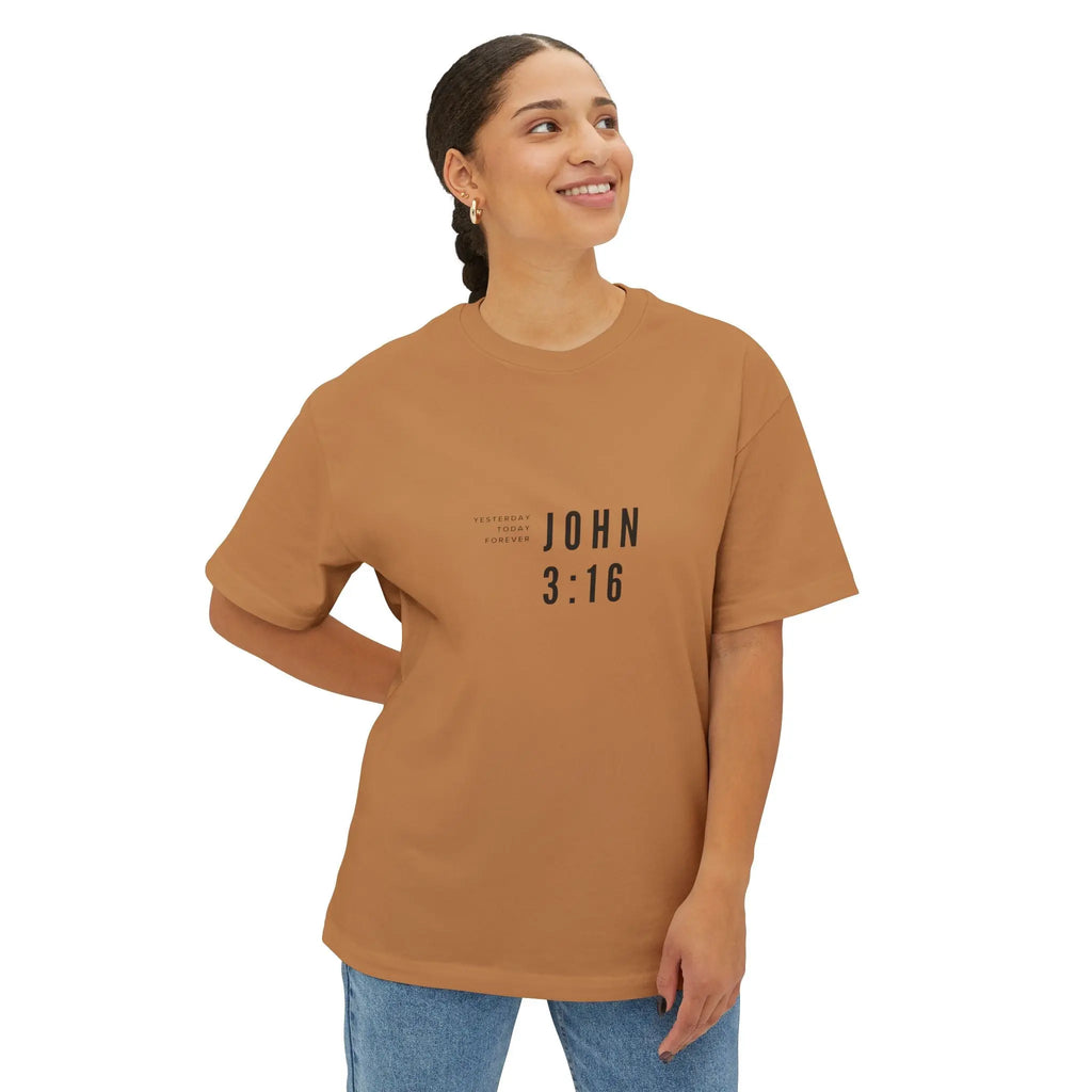 John 3:16 Minimalist Boxy Tee — Christian Faith Oversized T-Shirt Printify