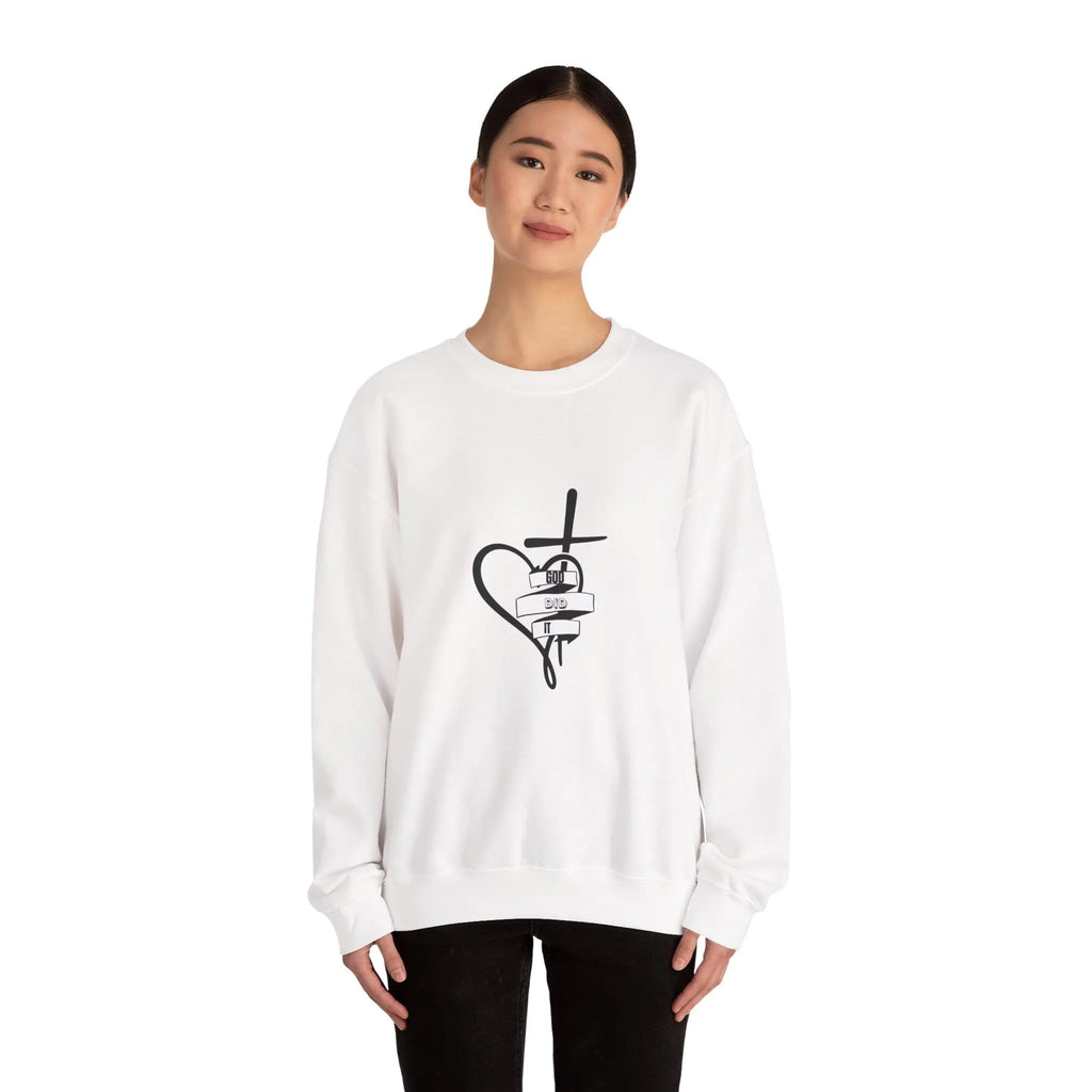 Faith Heart Cross Sweatshirt — Religious Comfort Crewneck Printify
