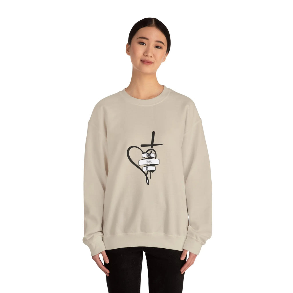 Faith Heart Cross Sweatshirt — Religious Comfort Crewneck Printify