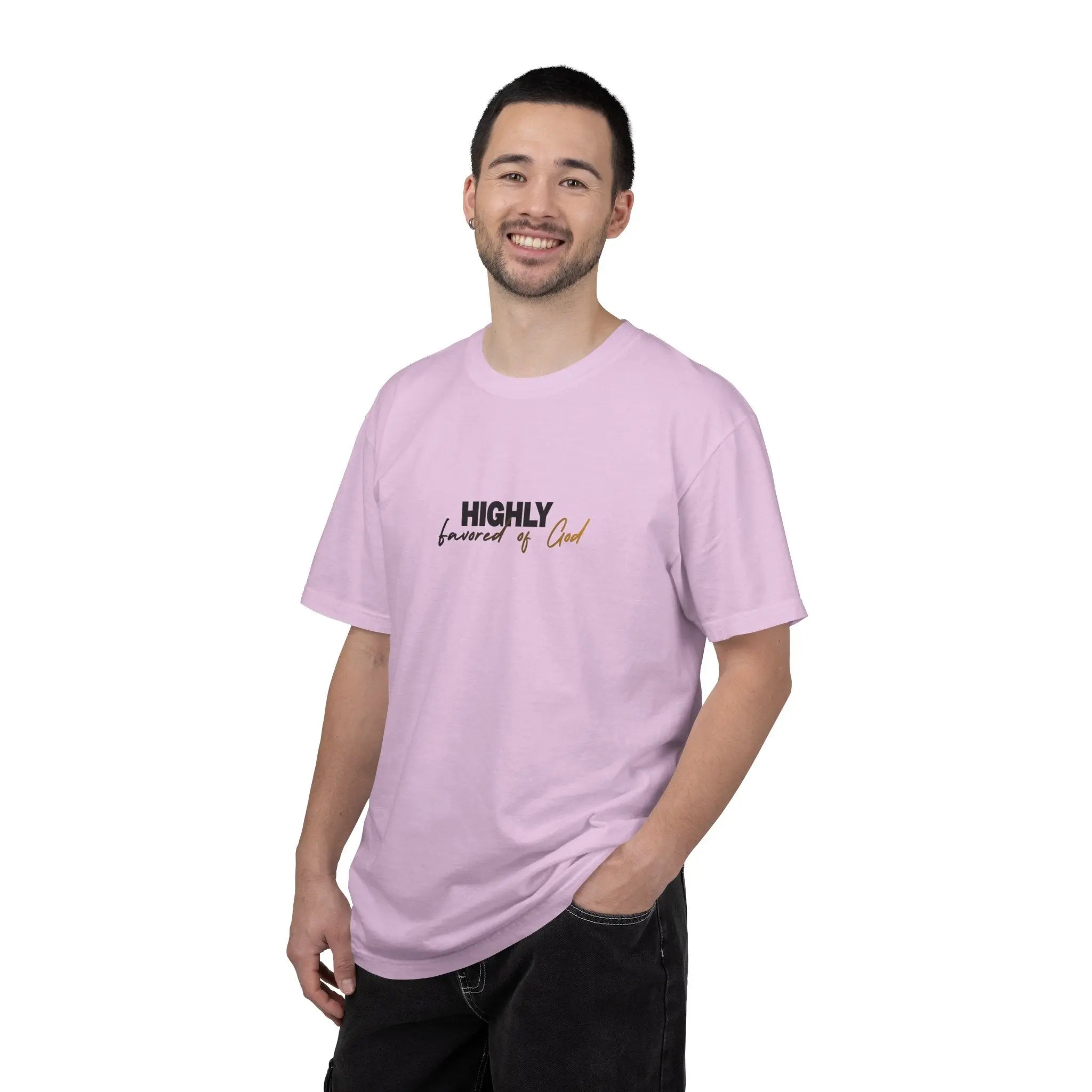 T-Shirt — "Highly favored of God" Minimal Christian Faith Tee Printify