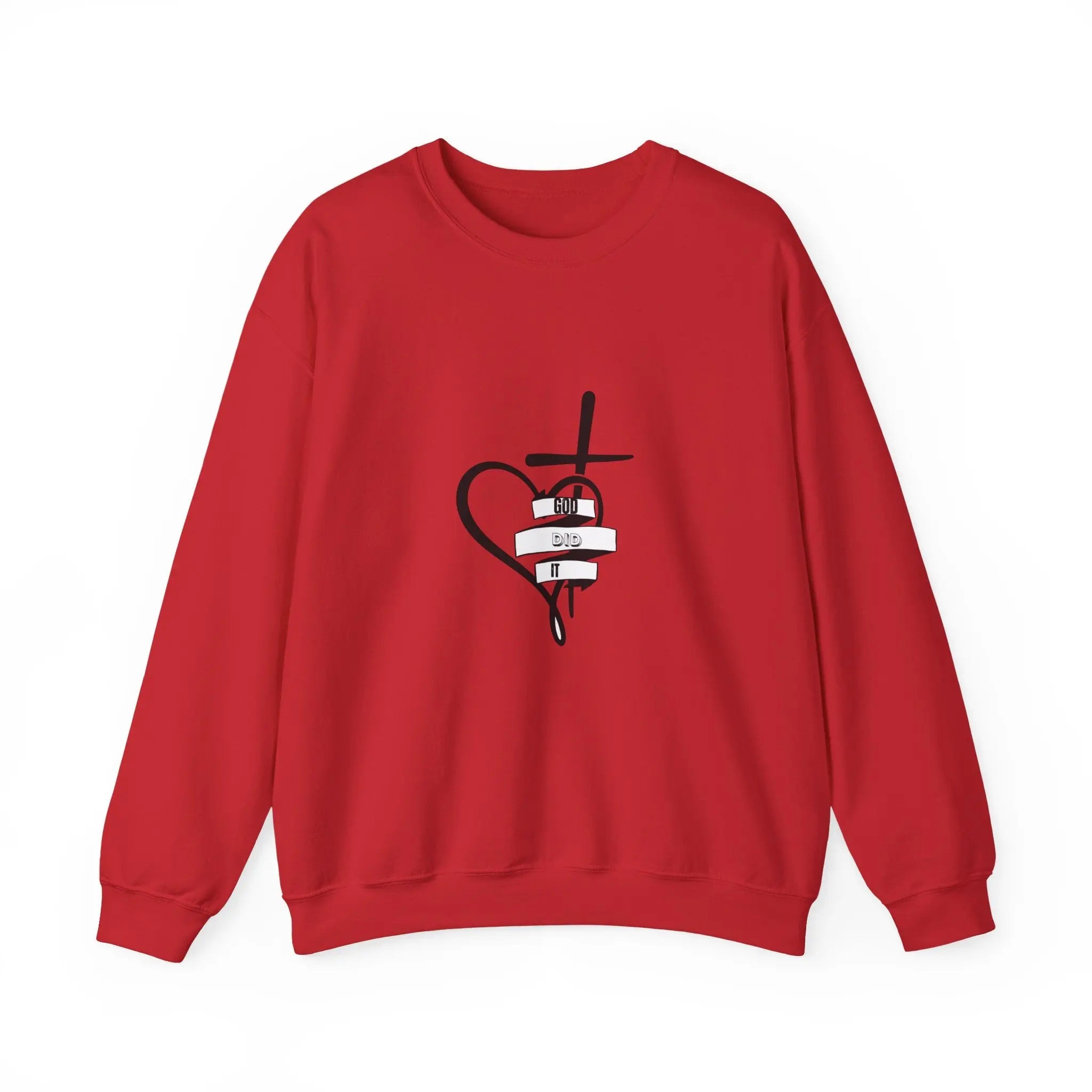 Faith Heart Cross Sweatshirt — Religious Comfort Crewneck Printify