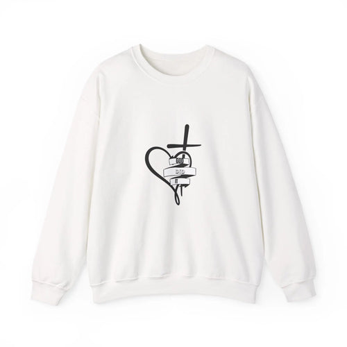 Faith Heart Cross Sweatshirt — Religious Comfort Crewneck Printify