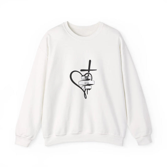 Faith Heart Cross Sweatshirt — Religious Comfort Crewneck Printify