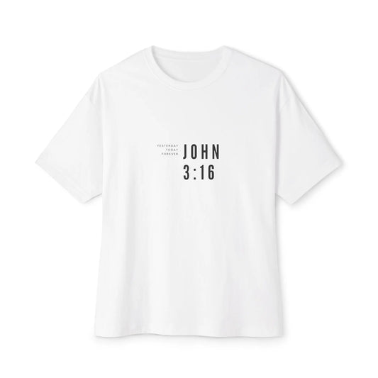 John 3:16 Minimalist Boxy Tee — Christian Faith Oversized T-Shirt Printify