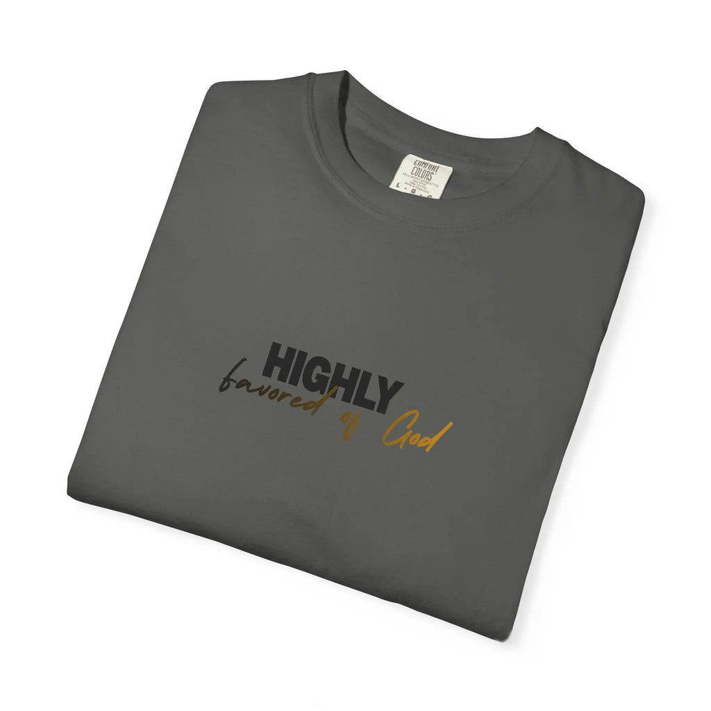 T-Shirt — "Highly favored of God" Minimal Christian Faith Tee Printify